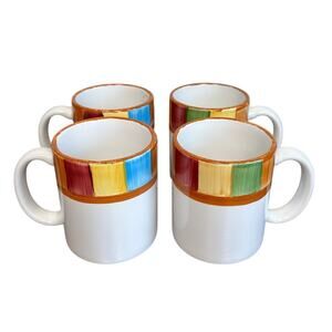 HF Coors Southwestern Serape Hand Panted Coffee Mugs Tucson Arizona Made In USA